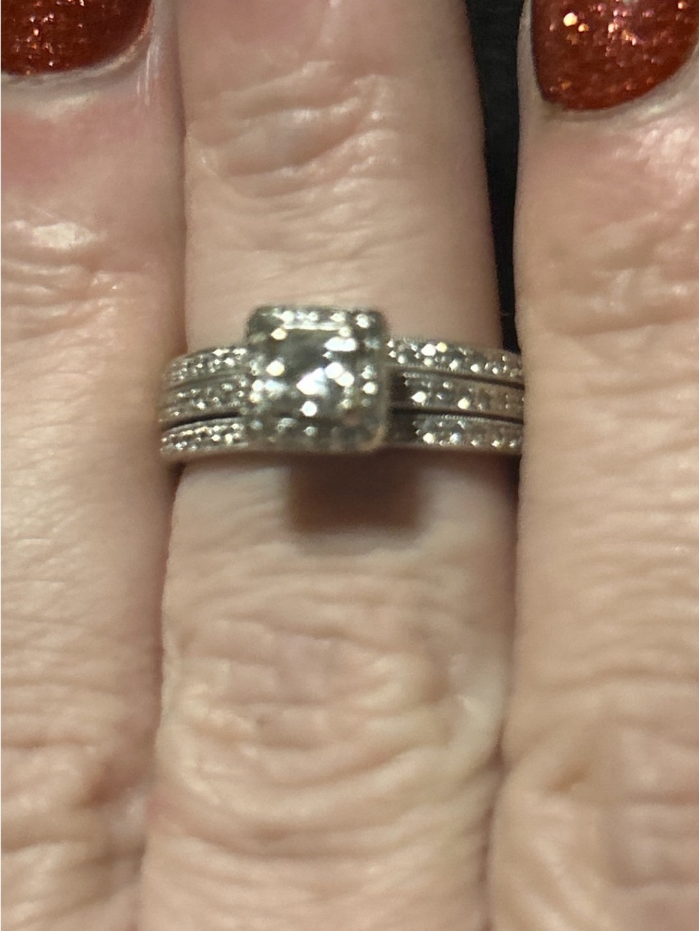 Sterling Silver White Cubic Zirconia Stackable Bridal Ring Set